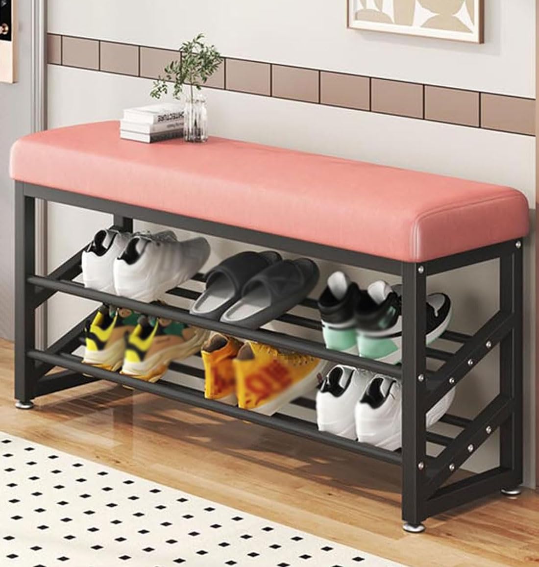 FCXWEVR 3-Tier Shoe nizer Bench Modern Entryway Sto for Shoes Shoe Rack for Hallway Bathroom Living Room - 60cm Slish Sto Solut