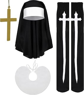 Halloween Nun Costume Hat Nun Habit Costume Accessory Set for Women