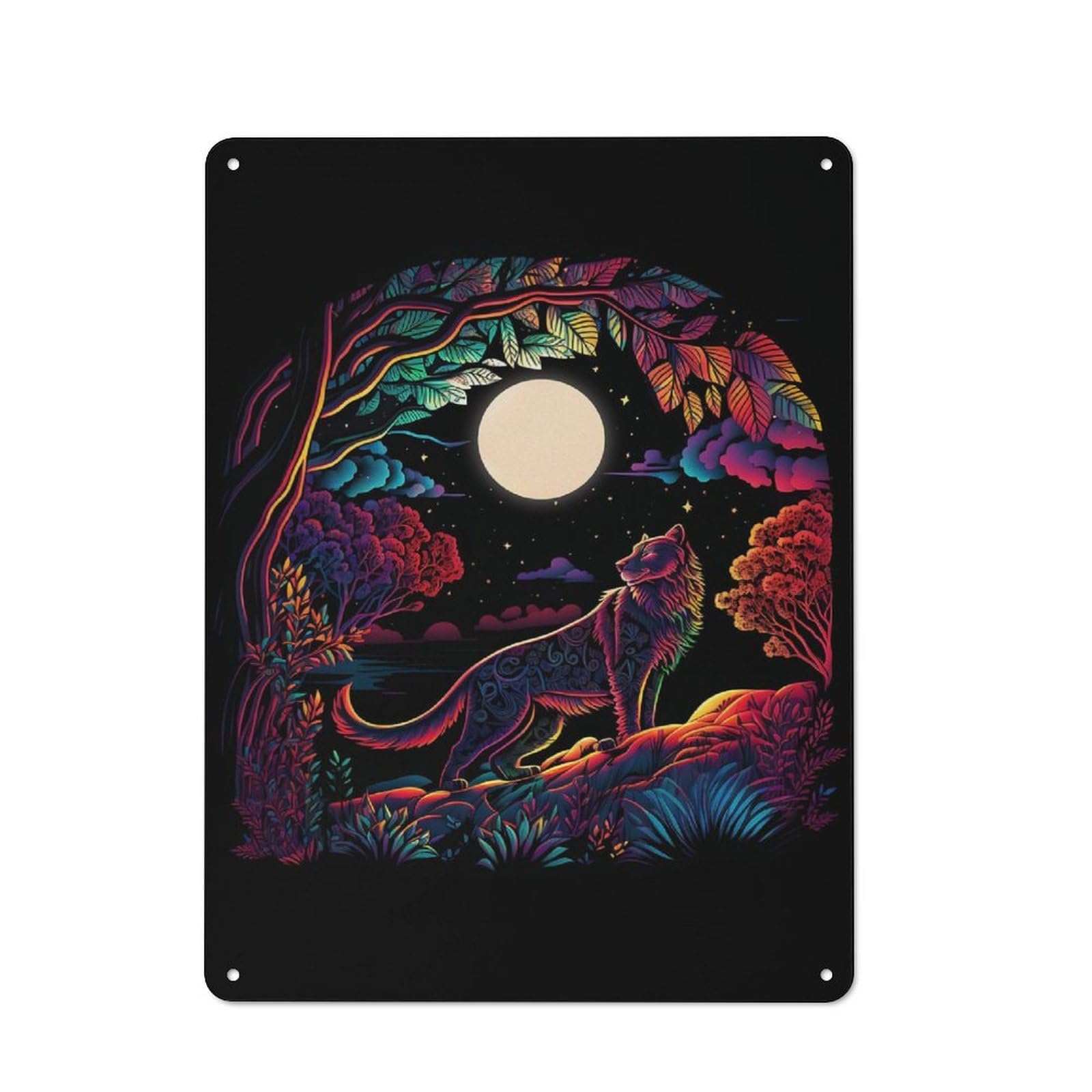 Junmoney Tiger Neon Retro Metal Plaque 40X30cm For Garage Or Workshop, Housewarming Wall Decor For People Furnishing Garage And Workshop