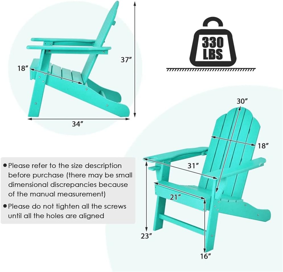 Patio Chairs Garden Terrace with Cup Holder Turquoise