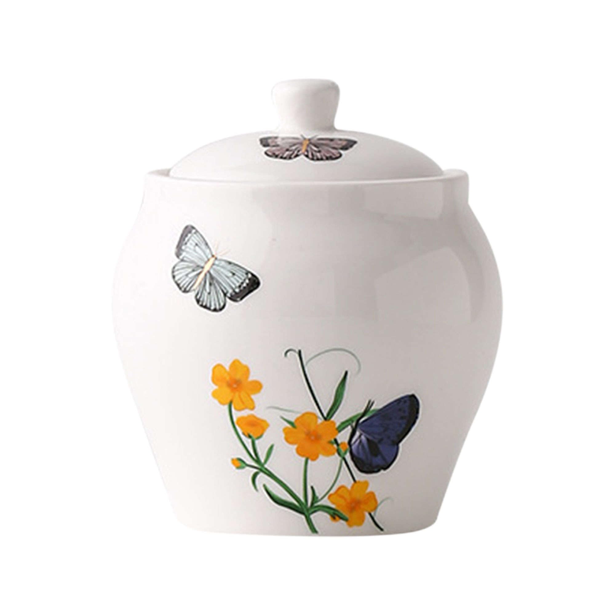 Sucrier, Pot à assaisonnement, sucrier en céramique avec Couvercle, sucrier en Porcelaine avec cuillère, Petite salière, Bocal de Rangement, pour café, restaura(Sucrier Bianco)