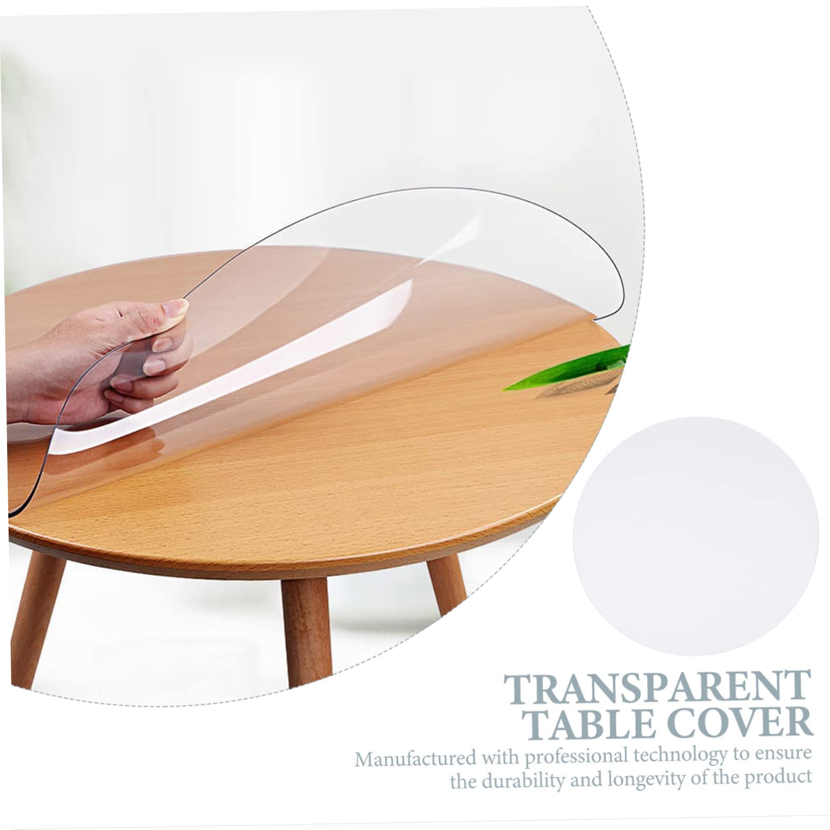 ABOOFAN PVC Transparent Table Mat Plastic Placemats Transparent Table Cover for Dining Table Clear Table Cover Spring Table Cloths Plastic Tablecloth Table Pad Disposable Round Table Mat