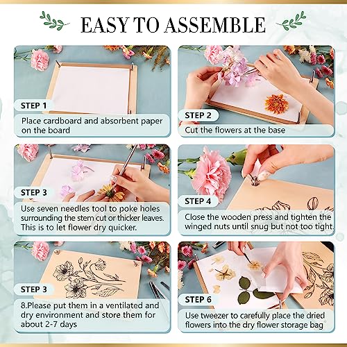 Image of Aboofx Large Wooden Flower Pressing Kit, 10.8 inchx6.9 inch 6 Layers