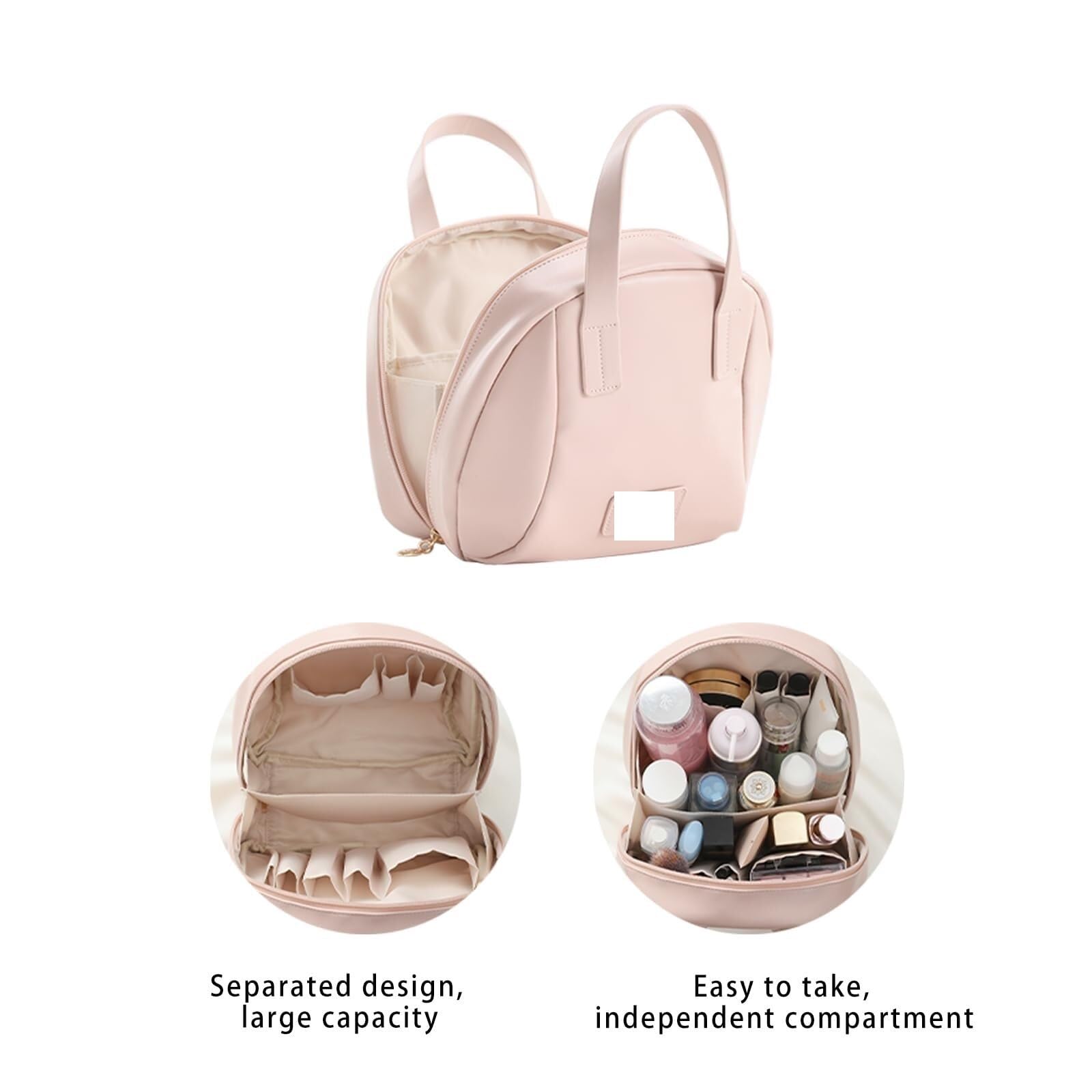 Porta Trucchi Pochette Trucchi Borsa for Cosmetici da Viaggio Borsa for Cosmetici Impermeabile Borsa da Toilette Portatile con Manico e divisori Trousse Trucchi Donna(Pink)
