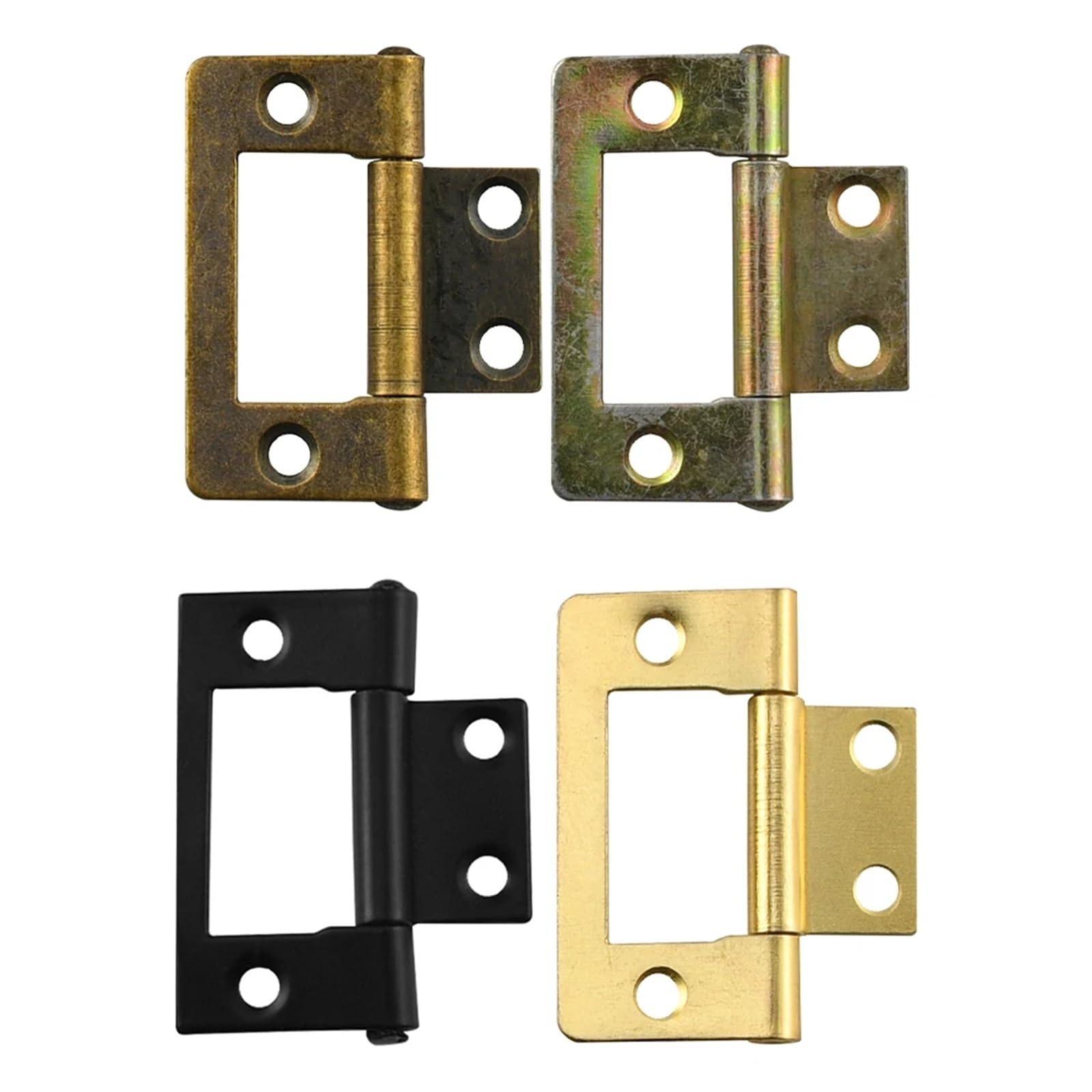 Rmwkrmogrf Colored Zinc 2Pcs Vintage Wooden Box Furniture Decorative Hinge Door Cupboard Bronze/Black/Gold 38 * 21Mm W/Screw 2Pcs ﻿(Colored Zinc 2Pcs)