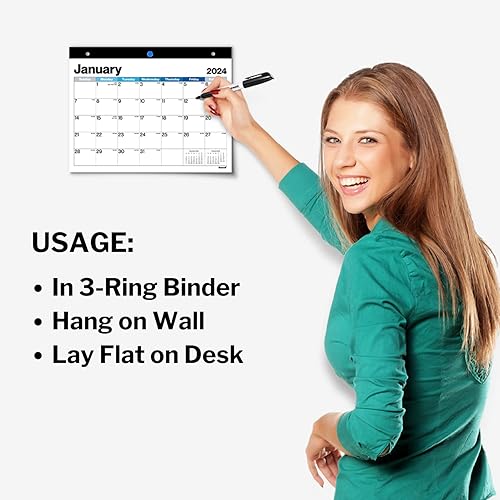 Miniatura 4 de Dunwell Calendario para carpeta de 3 anillos 2023-2024 - (8.5 x 11 pulgadas, pantallas azules) 18 meses, uso de julio de 2023 a diciembre de 2024,
