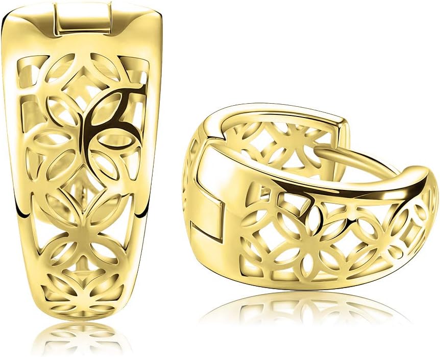 Filigree Hoops Earrings for Women by Ginger Lyne 14kt Gold Plated Small Hoop Earrings for Her, Fashion Jewelry Gifts