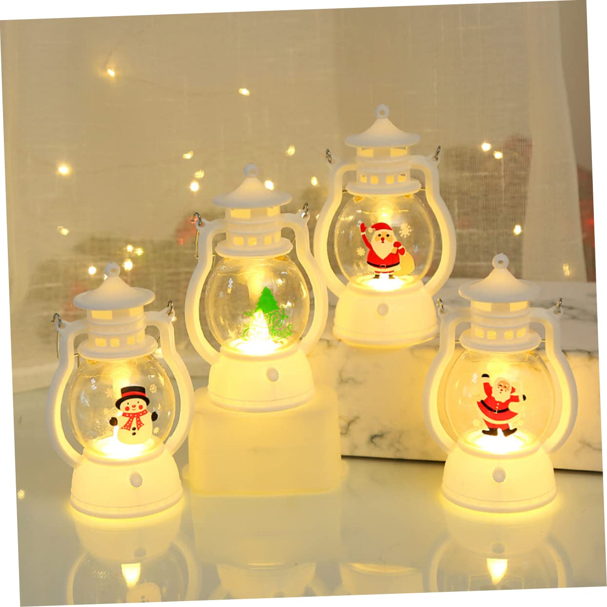 Cabilock 5 Sätze Weihnachtsnachtlicht Dekorative Weihnachtslampe Rentier Weihnachtstisch Mittelstücke Girlande Flackerndes LED Licht Glühbirnen Weihnachtsnachtlampe 2 Stück * 5