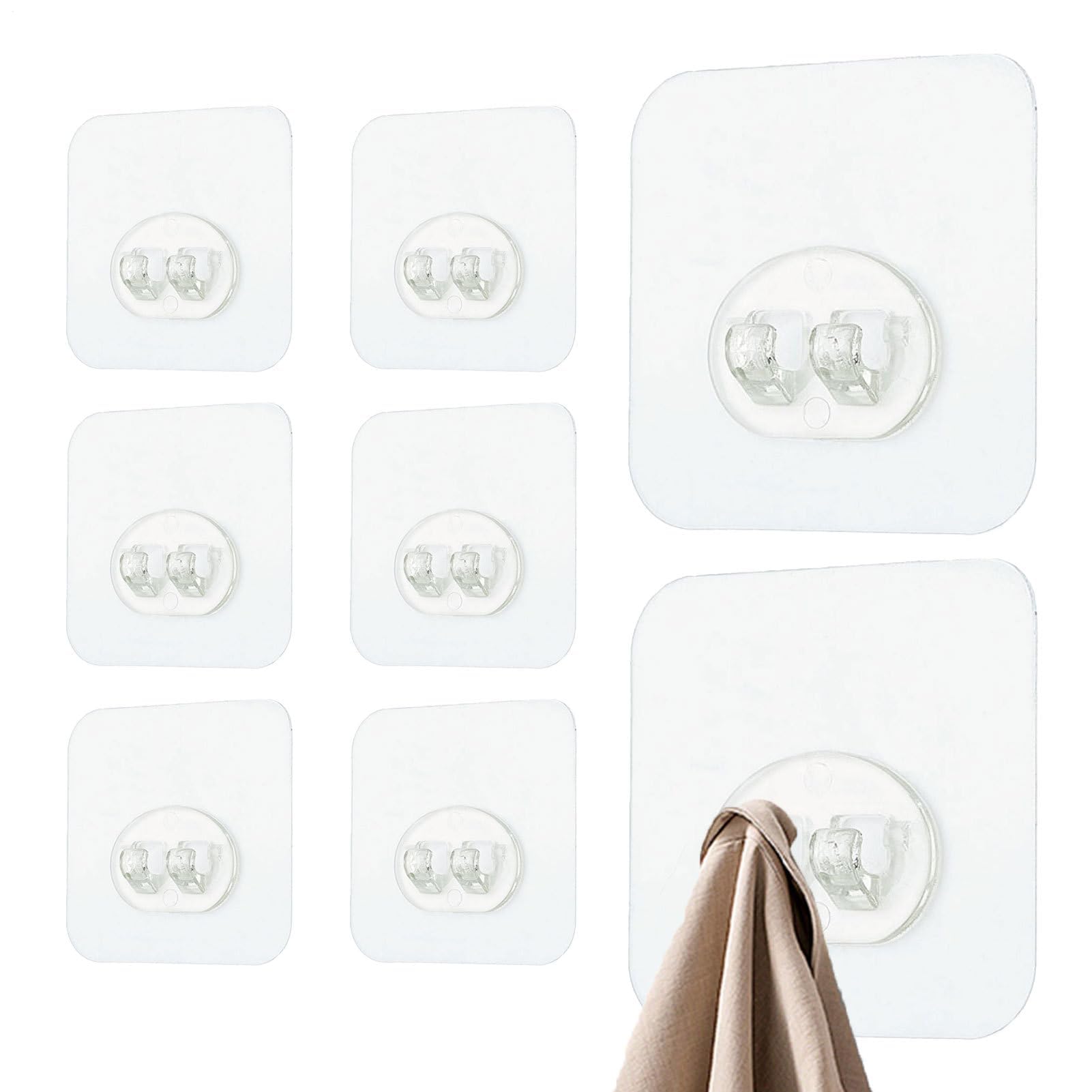 MRKU Coat Rack with Hooks Adhesive Wall No Trace Clear Durable Key Holder Towel Hanger