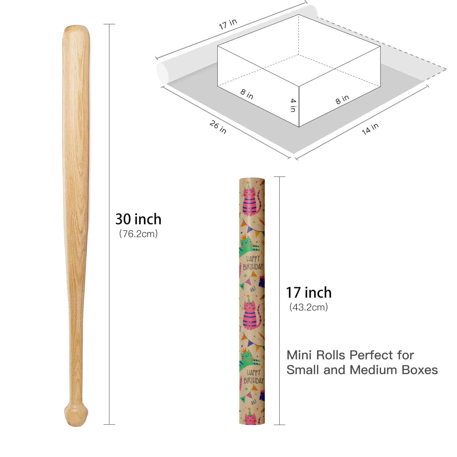 WRAPAHOLIC Rotolo Carta Regalo Pasquale - Mini Rotolo 43,2cm X 5,2m Con Design Coniglietto, Pulcino E Fiori - Perfetto Per Pasqua E Baby Shower