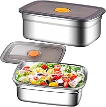 ANSQU Stainless Steel Food Storage Containers | Food Grade Fridge storage container Leakproof Kitchen Organizer | Freshness Locking, Microwavable & Freezer Safe (1000 ML 2 Pcs)