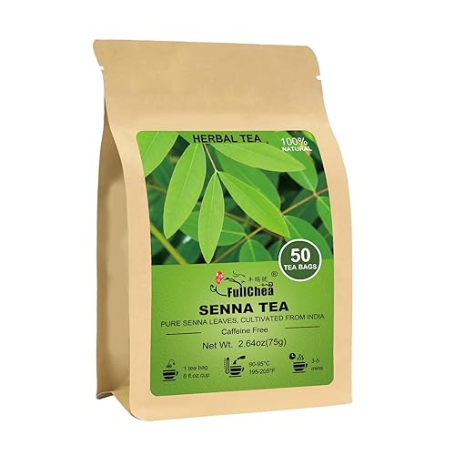 Miniatura 1 de FullChea - Té Senna, 50 bolsitas de té, 0.05 ozbolsa - Té natural de hoja de sena para el estreñimiento - Sin OMG - Sin cafeína - Apoya la digestión