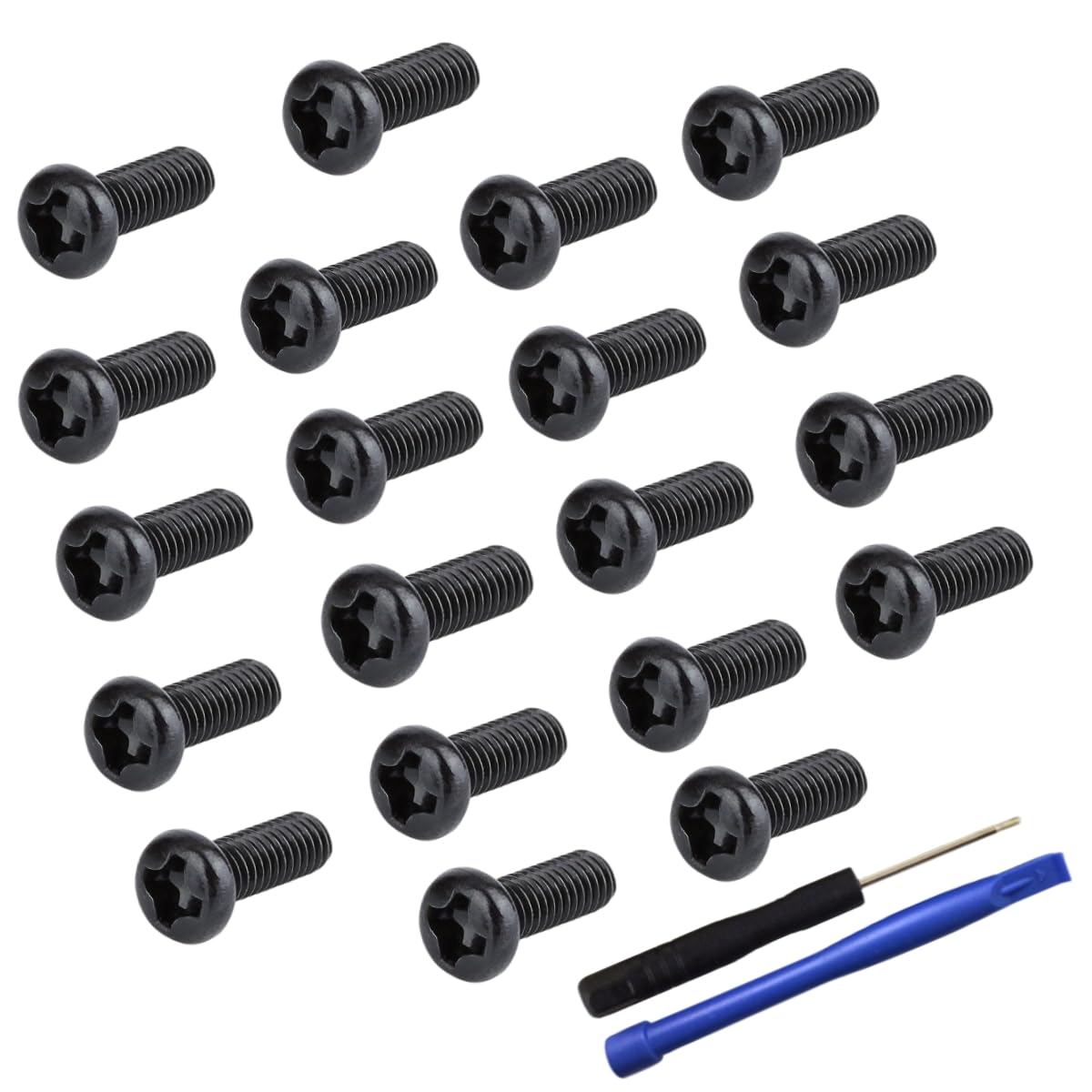 20pcs Cell Phone Screw, Eyeglass Screws, Tiny Screws Replacement with Small Screwdriver for Sam Sung, LG, Eyeglasses, Sunglasses(Black)