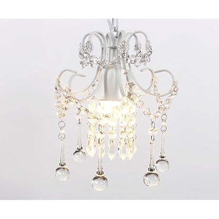 Mini Style Crystal Chandelier Pendant Light White,1-Light