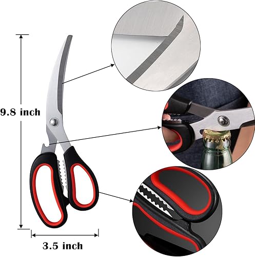 Miniatura 2 de Tijera de cocina resistente para aves de corral, multiusos, para barbacoa, carne, filete de alimentos, corte de acero inoxidable, ultra afilada, con