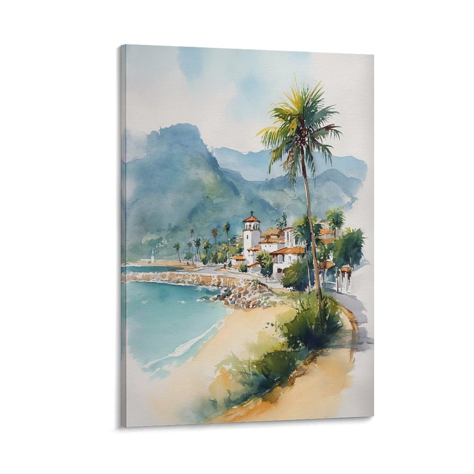 XWYMXZ Martinique Watercolor Caribbean 20x30inch(50x75cm) Vintage Travel Poster Watercolor Canvas Art