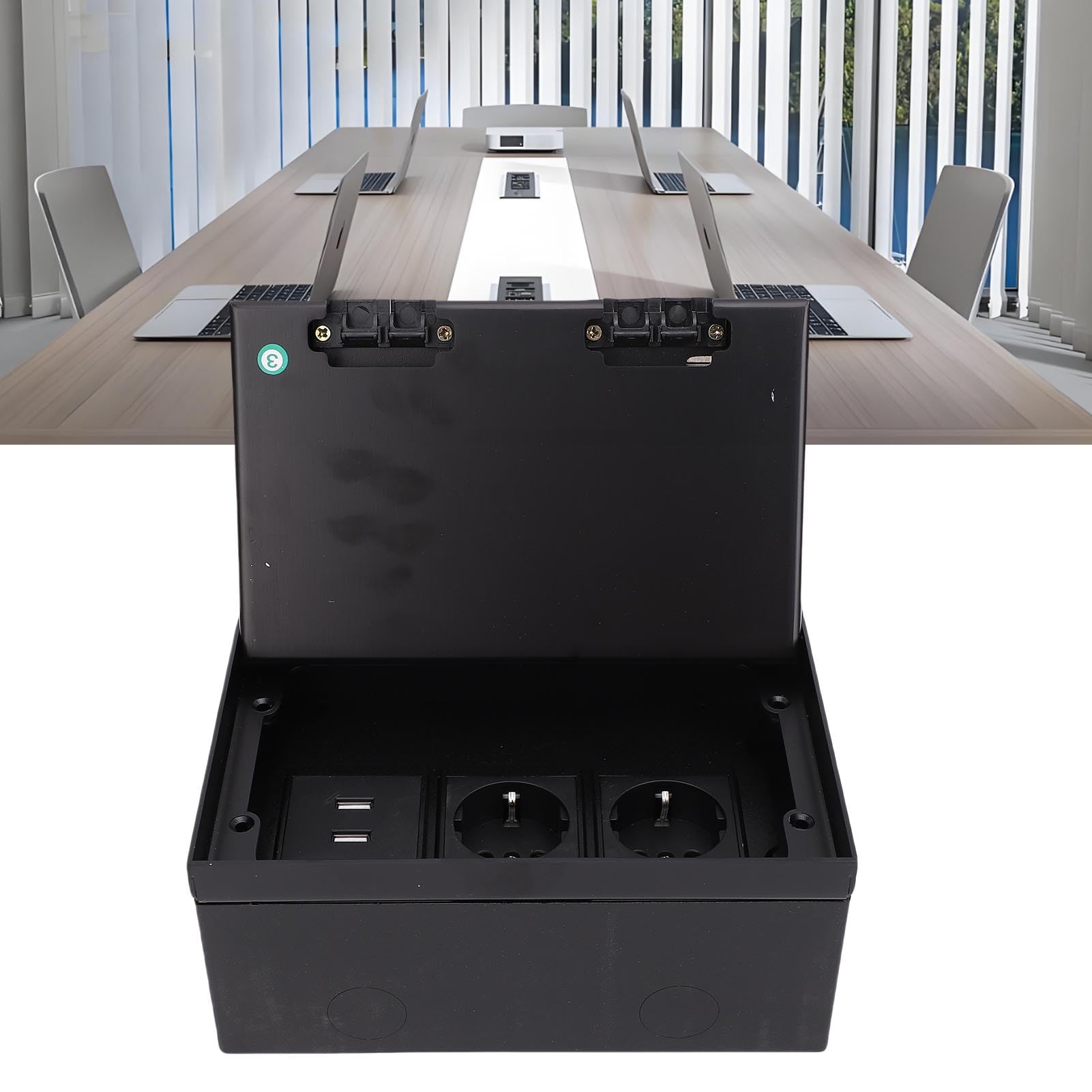 Aramox Scatola di Derivazione da Incasso a Pavimento, Kit Presa Piatta in Acciaio Inossidabile Impermeabile con 2 Porte a Due Poli e 2 Porte USB da 4000 W per Ufficio e Casa