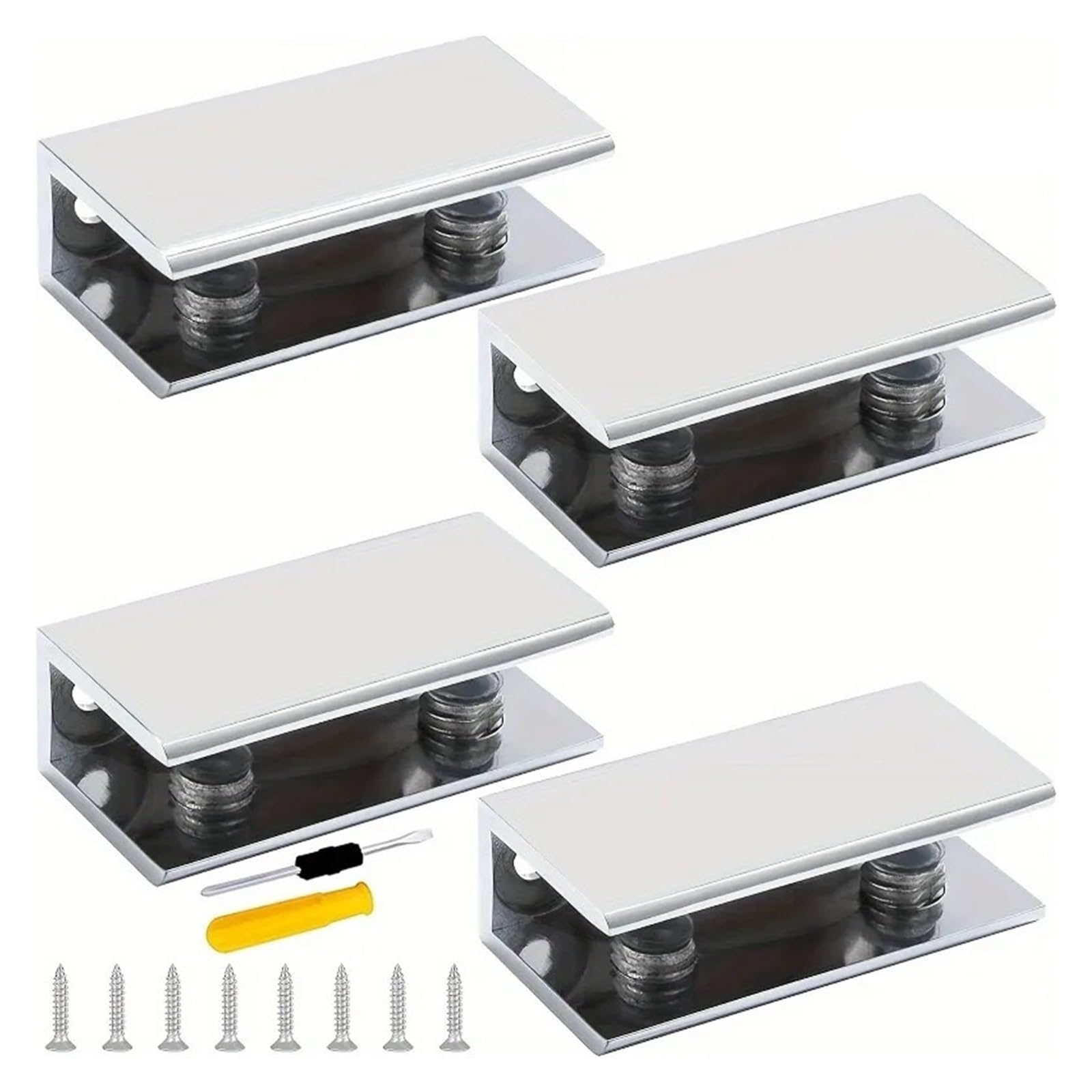 4Pcs Adjustable Rectangle Glass Shelf Clamp Brackets