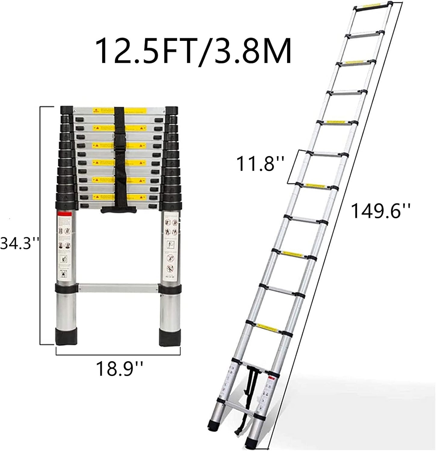 Buy mitoharet 12.5FT Telescoping Ladder, Lightweight Collapsible