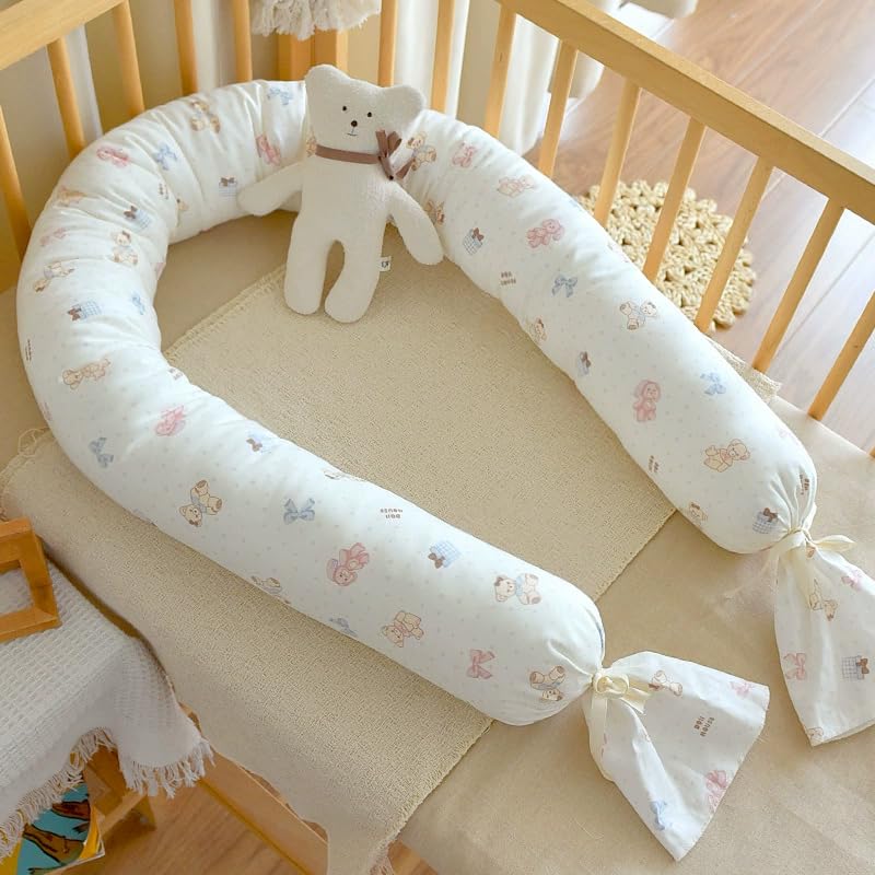 RZYW Y09,180x13cm,Cojín Protector Anticolisión Cuna Bebé, Alfombra Suave Seguridad y Parachoques Anticolisión Chichonera Cuna Adecuado Cojín Transpirables