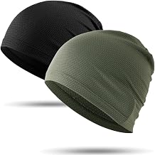 WTACTFUL 2pcs Cooling Skull Cap for Men Women Lightweight Breathable 3D Mesh Beanie Hat, Thin Quick Dry Running Cap for Cycling Motorcycle Helmet Hard Hat Liner Summer