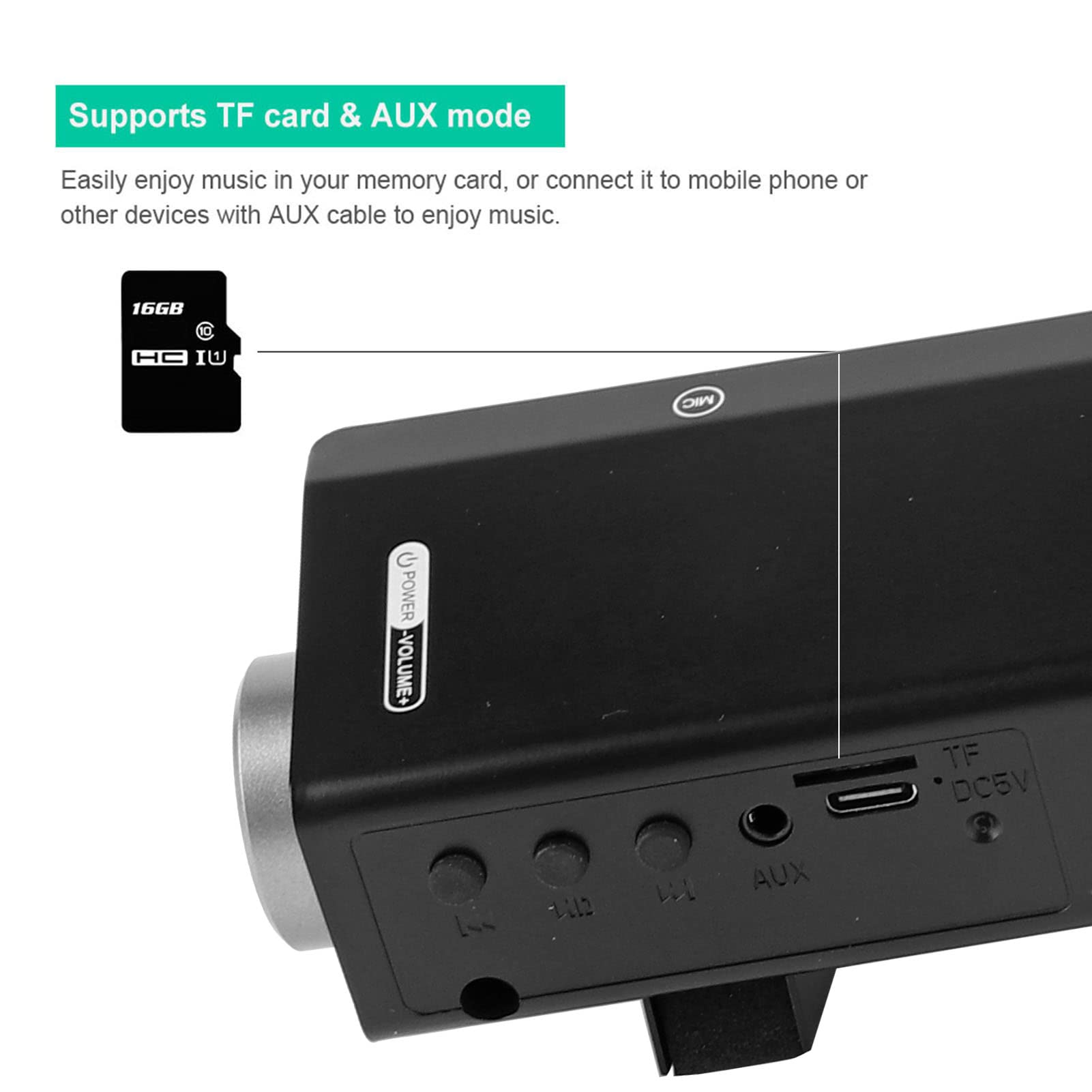 Altoparlante Musicale, Altoparlante Portatile, Altoparlante Bluetooth Portatile, per Altoparlante Bluetooth Subwoofer Stereo Wireless Scheda di Memoria Lettore Audio AUX per Home Theater