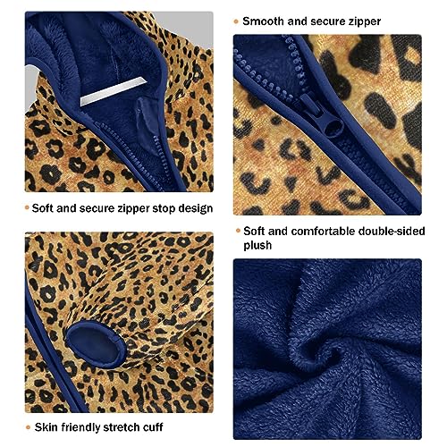 Image of Aflyko Boys Fleece Coat Blue Zip-Up Hoodie Girls Outerwear Kids Hooded Jacket 3-10T