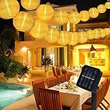 Solar Lichterkette Außen Lampions,6 Meter 30 LED 2 Modi Laterne IP65 Wasserdicht Solar Beleuchtung Aussen für Garten, Hof, Balkon, Hochzeit, Fest Deko(Warmweiß)