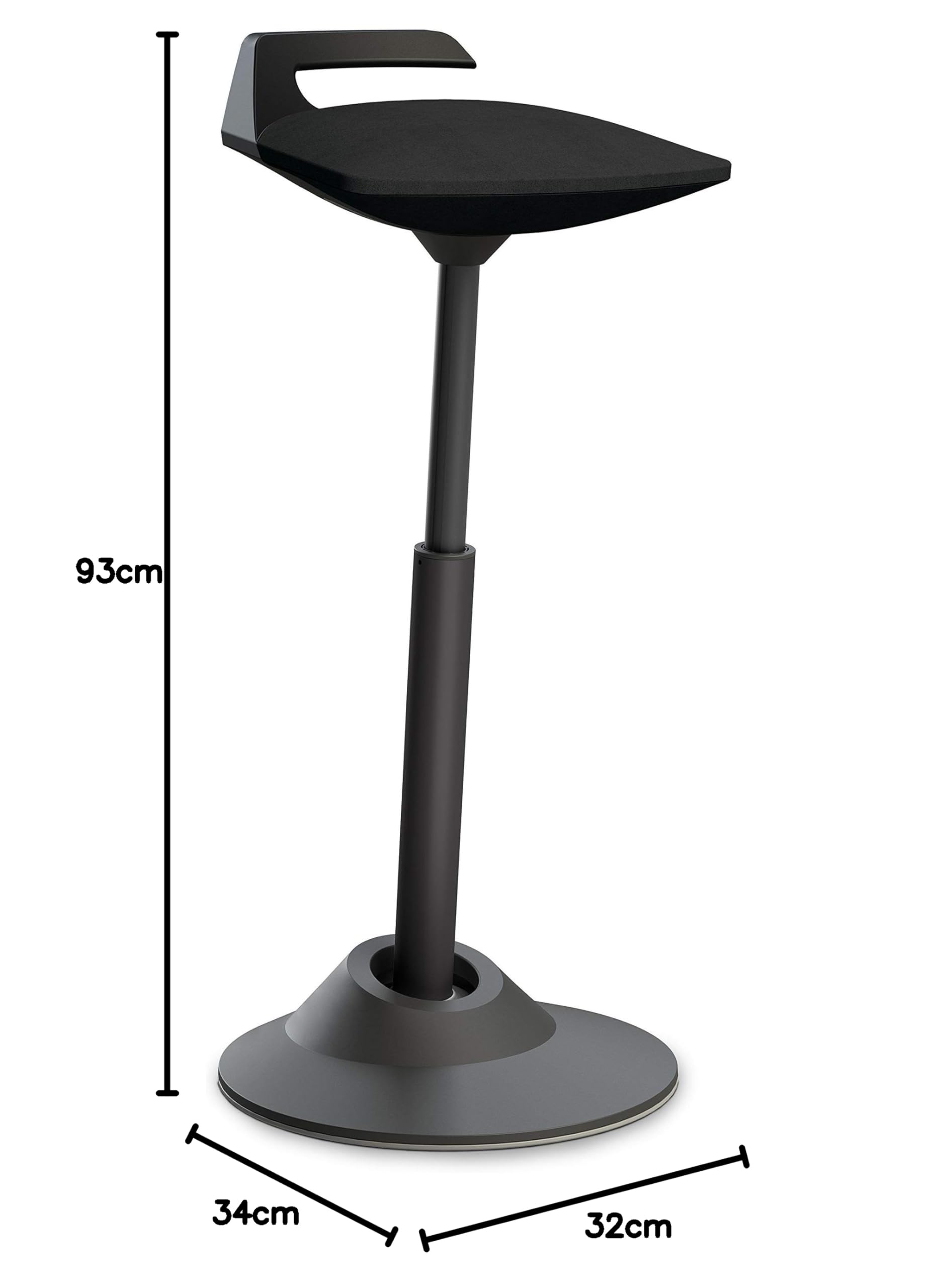 aeris Muvman High Stehhocker – ergonomische Stehhilfe – Stehsitz für gesundes und aktives Sitzen und Stehen – Stehstuhl höhenverstellbar mit 60-93 cm Sitzhöhe