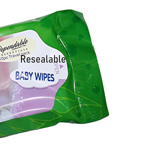 Miniatura 5 de Dependable Industries - Paquete de 10 toallitas para bebé, 6 piezas, tamaño de viaje, cabe en bolso, bolsa de pañales y guantera, manos y cara de