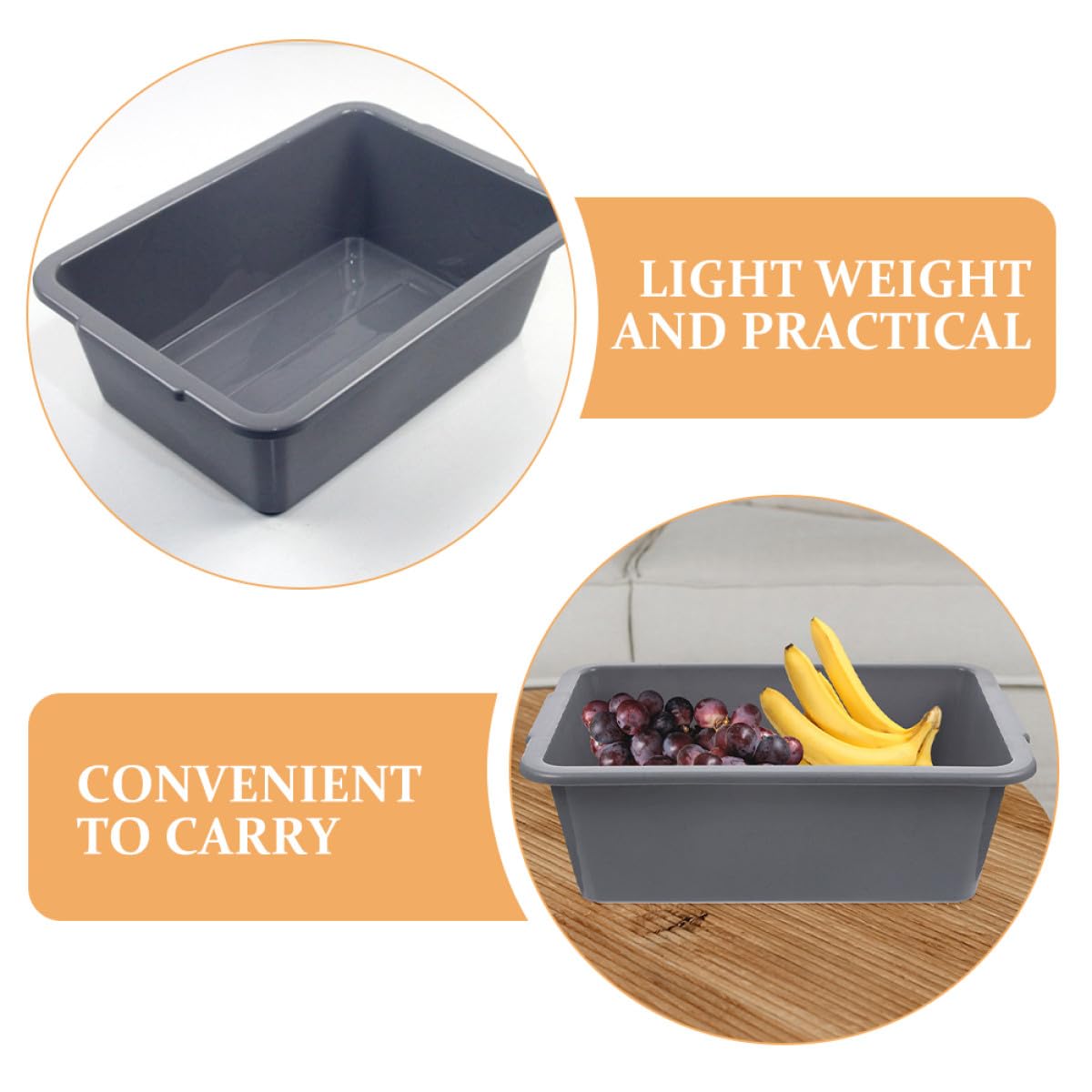 SUPVOX Contenitori Multiuso in Plastica Pp Vaschette Rettangolari Set 3 Pezzi Leggere e Impilabili per Raccolta e Lavaggio Stoviglie per Cucina e Giardino