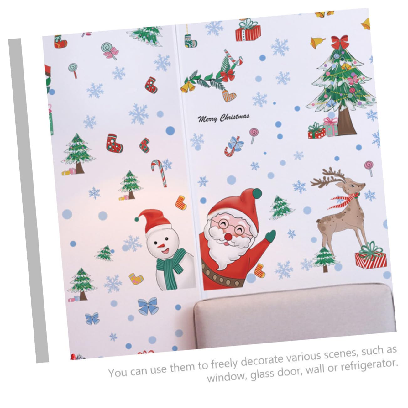 TOPBATHY 30 Hojas Pegatinas Navideñas Para Ventanas Calcomanías De Ventanas De Renos Pegatinas En Las Ventanas Calcomanías De Ventana De Papá Noel Decoración Navideña De Polivinilo