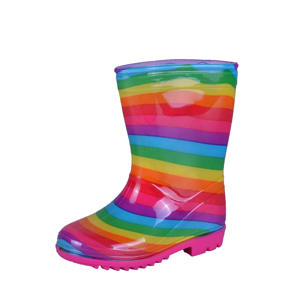 Girls Rainbow Rain Boots Lightweight Raining Shoes for Little Kids and Toddlers