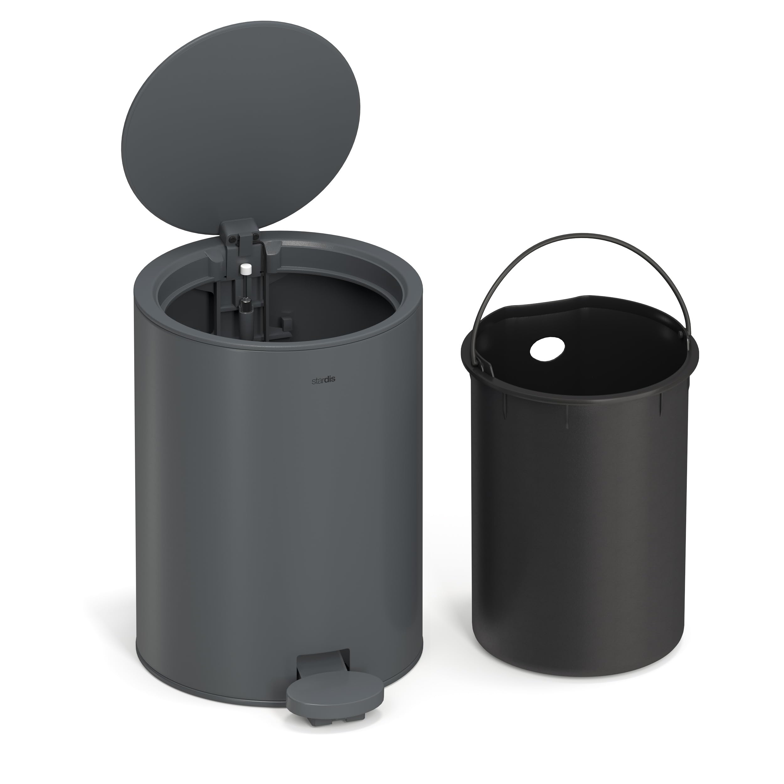stardis Pedaalemmer, 3 liter, roestvrij staal, pastelgroen, mat, met softclosemechanisme, klapdeksel, stil sluitend, softclose, met binnenemmer, cosmetica-emmer, vuilnisemmer, afvalemmer, badkamer