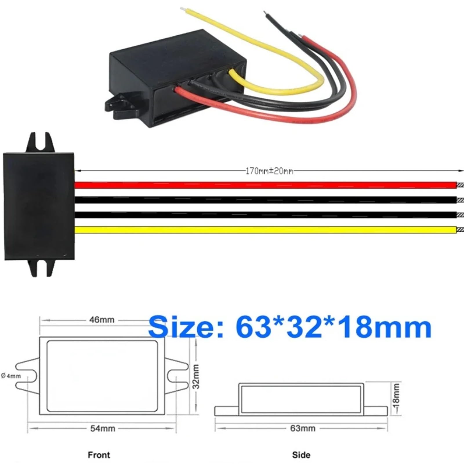 8-36V 19V 30V to 12V 24V 1A 2A 3A 4A DC DC Boost Converter Stabilizer Step Down up Voltage Car Boat Power Supply Waterproof(8-36V to 12V 1A)