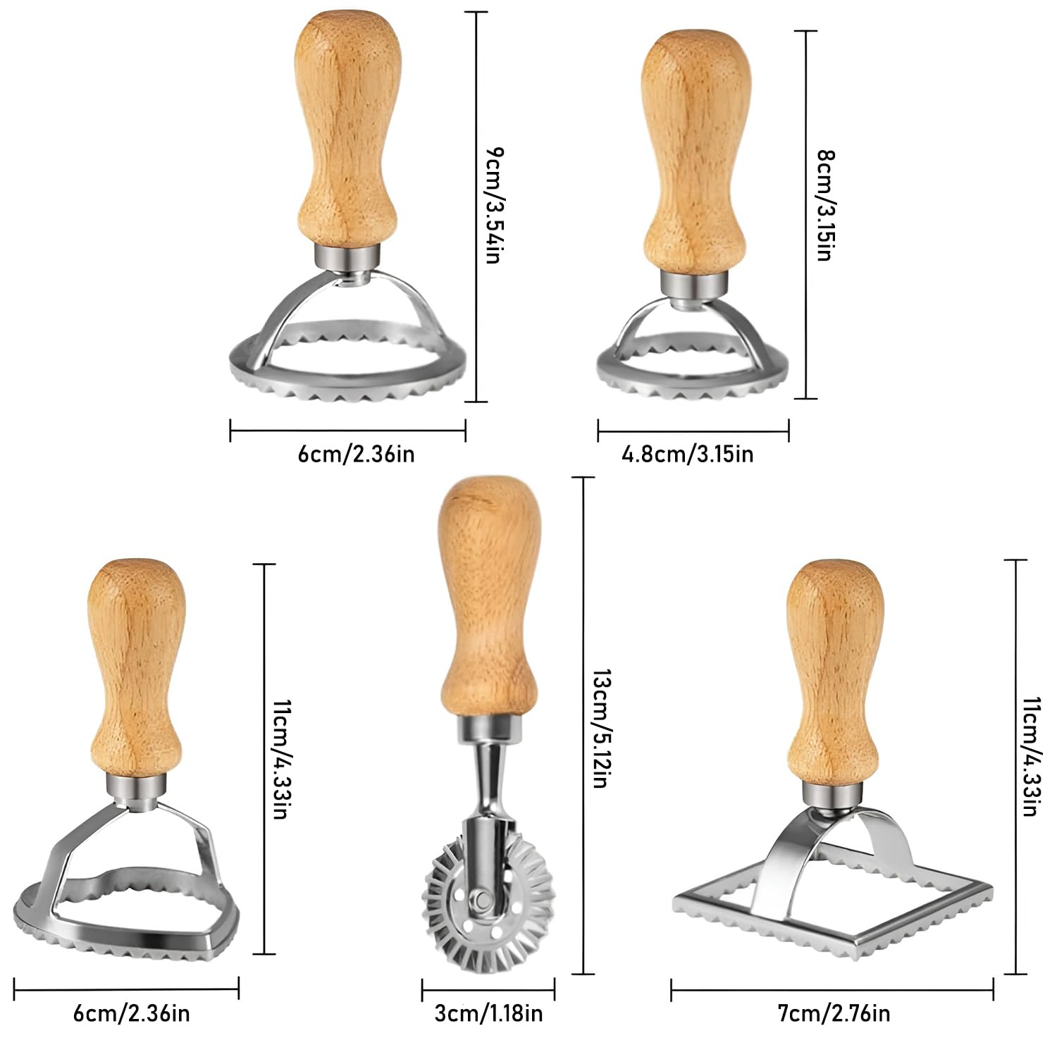 Zestaw 5 sztuk foremek do wykrawania ravioli, ravioli, kółko do pierogów, ravioli, do pierogów, makaronu