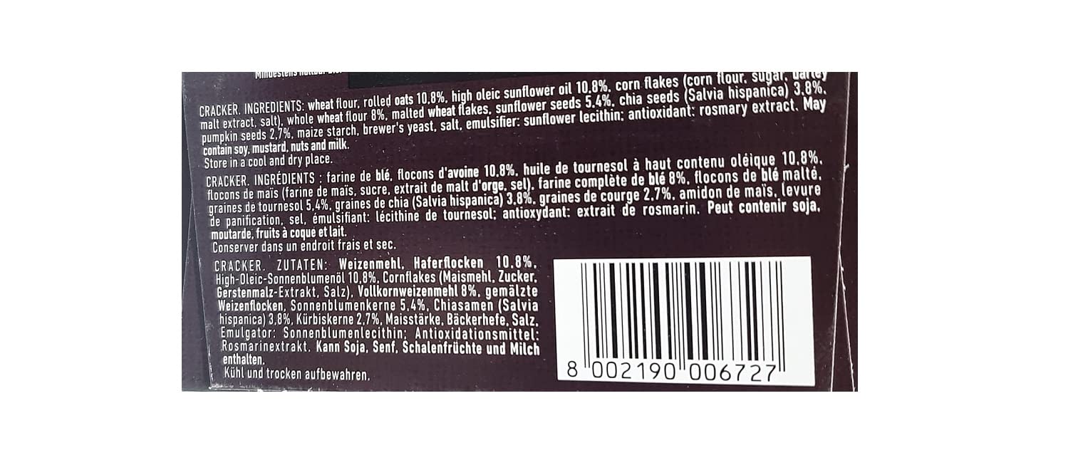 12 galletas Galbusera BelleBuone Avena e Mix di Semi de grano entero con avena y mezcla de semillas (5 x 40 g), 200 g