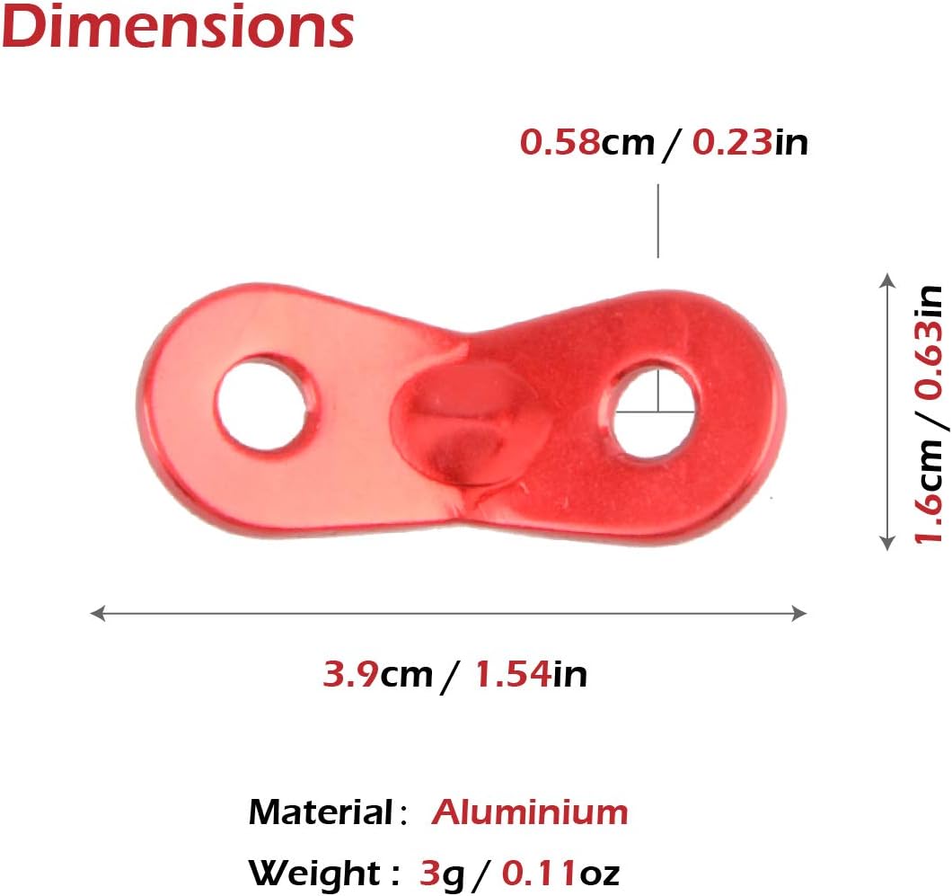 Azarxis Aluminum Guyline Tensioner Guy Rope Adjuster Wind Cord Buckle 12 Pack Lightweight for Camping Hiking Backpacking Picnic Outdoor Tent Accessory (Eyes Shape (Red) - Image 3