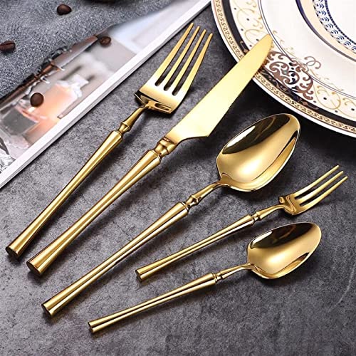 Ensemble de Couverts en Acier Inoxydable Doré Chic pour Table Raffinée