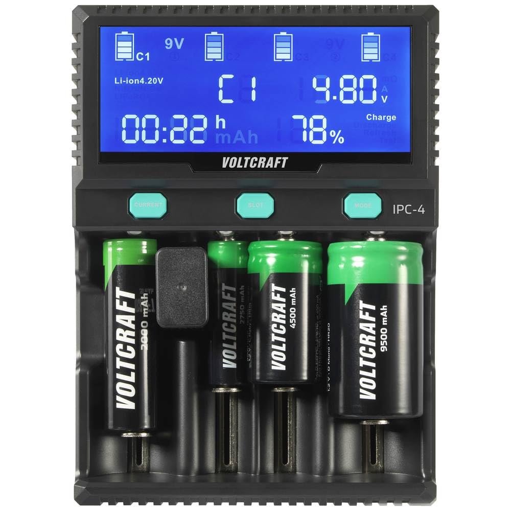 Chargeur de piles rondes Li-ion, LiFePO, NiMH, NiCd, LiFePO4 VOLTCRAFT IPC-4
