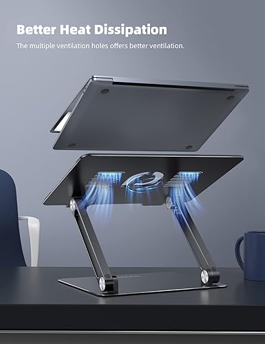Vista 32 de Lamicall Soporte ajustable para laptop, elevador portátil para laptop, soporte plegable de aluminio para computadora portátil, soporte ergonómico