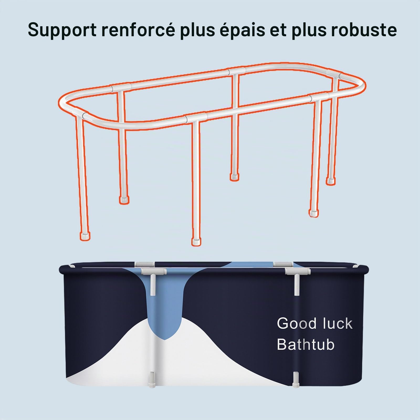 Baignoire Pliante SPA Salle de Bains Familiale Séparée Pliable Baignoires de Douche pour Intérieur, Portable et Mobile (Bleu-blanc)