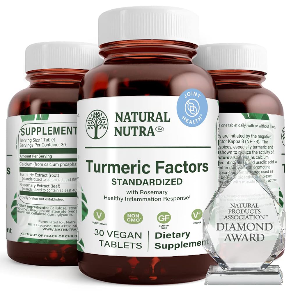 Natural Nutra Turmeric Curcumin Supplement 350 mg, 30 Vegan Tablets 30 Count (Pack of 1)