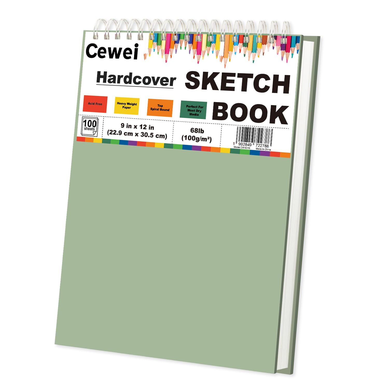 Cewei Sketchbook - 100 Sheets, 9x12 Spiral Bound -11