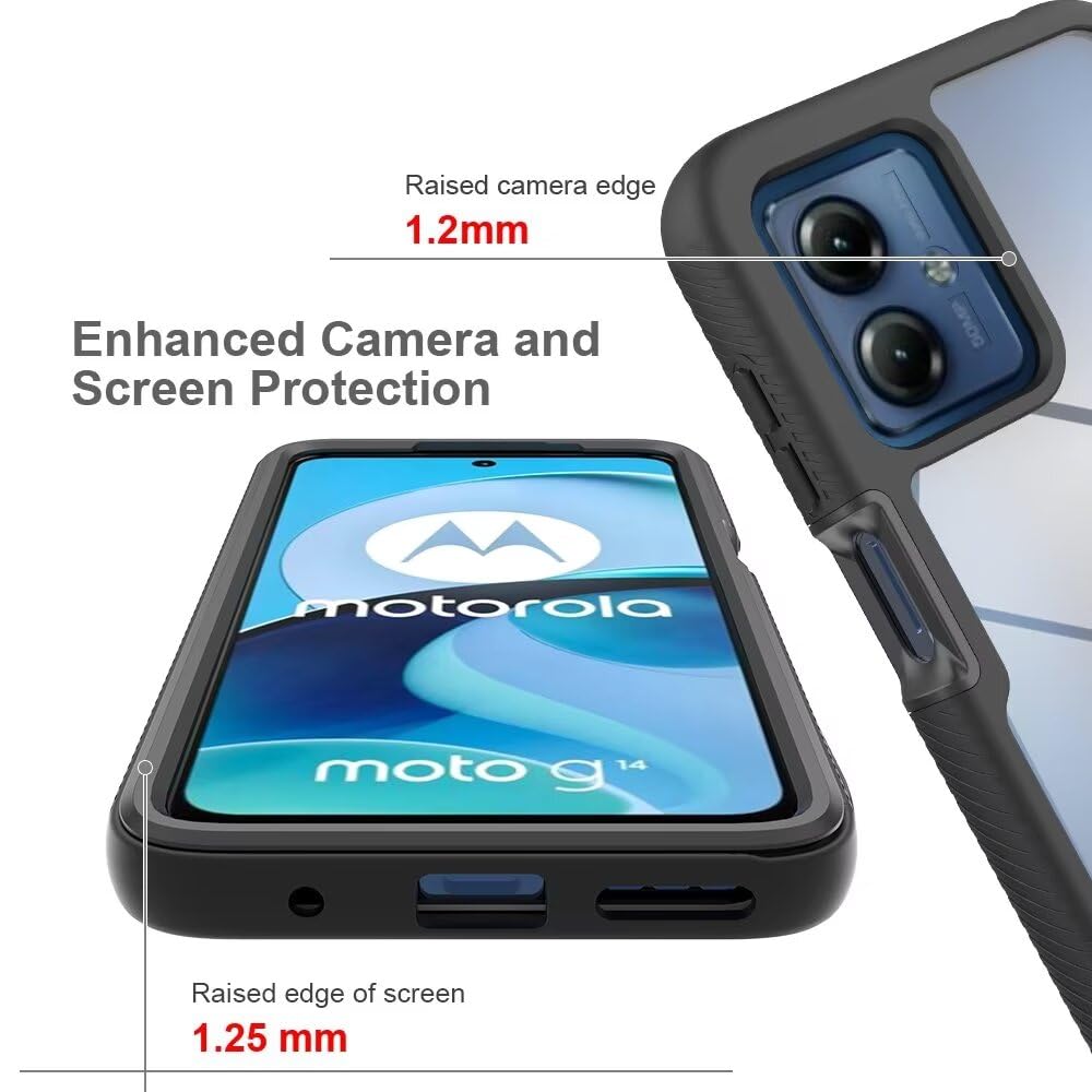 Dfjhure for Motorola Moto G54 Case Built-in Screen Protector Full Body Shockproof Protection Cover tylish Bumper Transparent Back Phone Case Cover for Motorola Moto G54- Red - Image 3