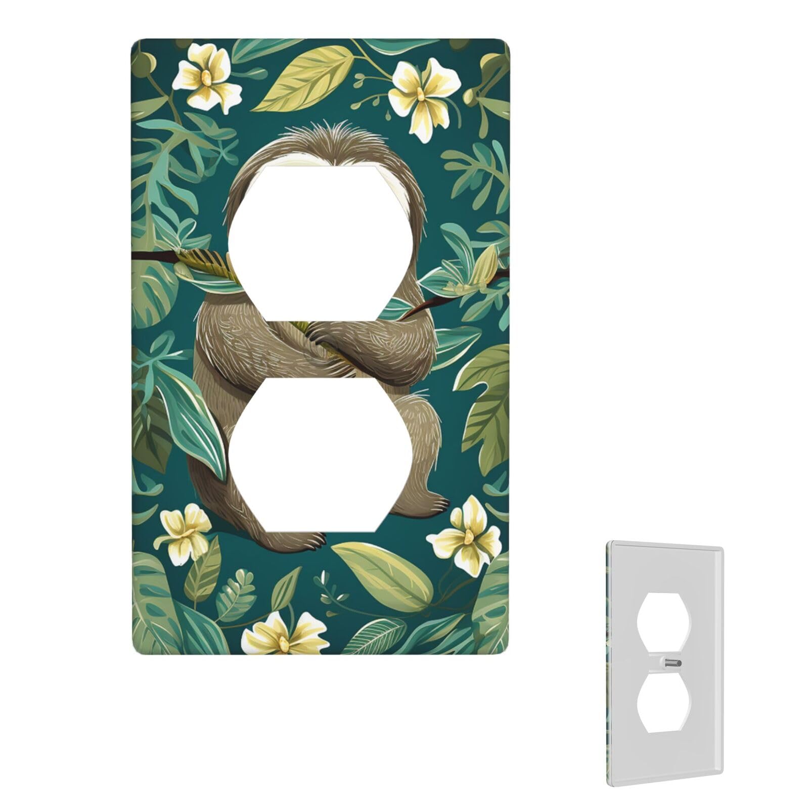 1-Gang Decorator Wall Plate Adorable Sloth Light Switch Cover Single Gang Receptacle Wall Plate Standard Size 4.5" x 2.76" Wallplate Unbreakable Polycarbonate Outlet Faceplates Cover