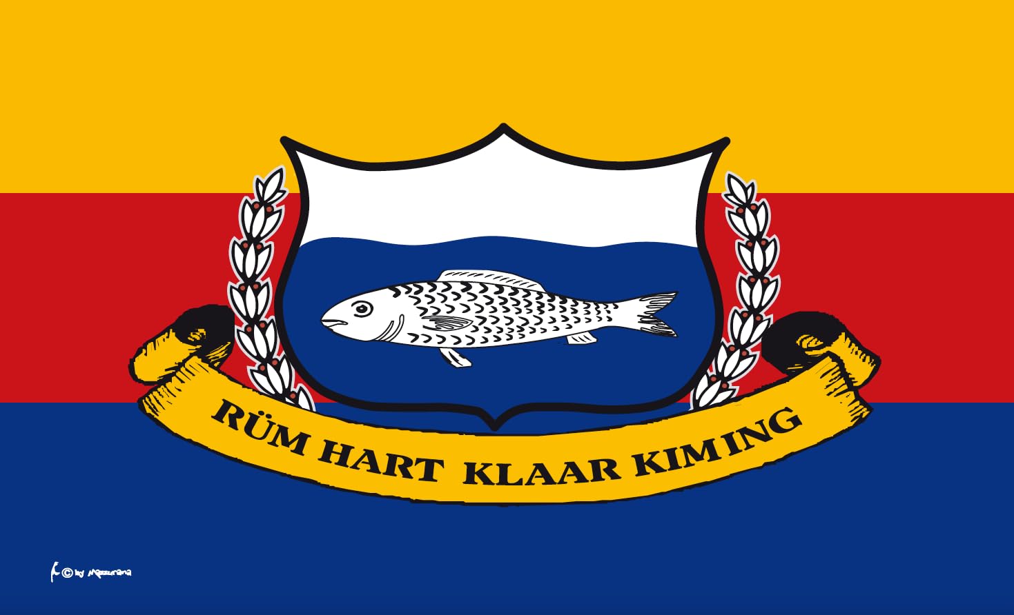 Rüm Hart 1905 flaga – symbol wartości północnofryzyjskich i dalekowzroczności flaga morska / 60 x 40 cm