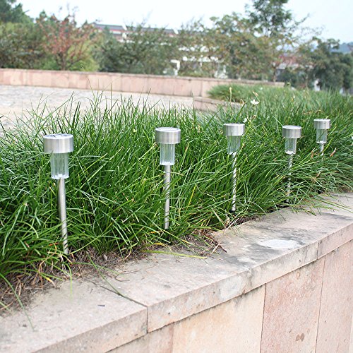 Leeofty Solar Powered LEVOU Luz Do Gramado de Aço Inoxidável Lâmpada Da Paisagem Do Jardim com a Ins