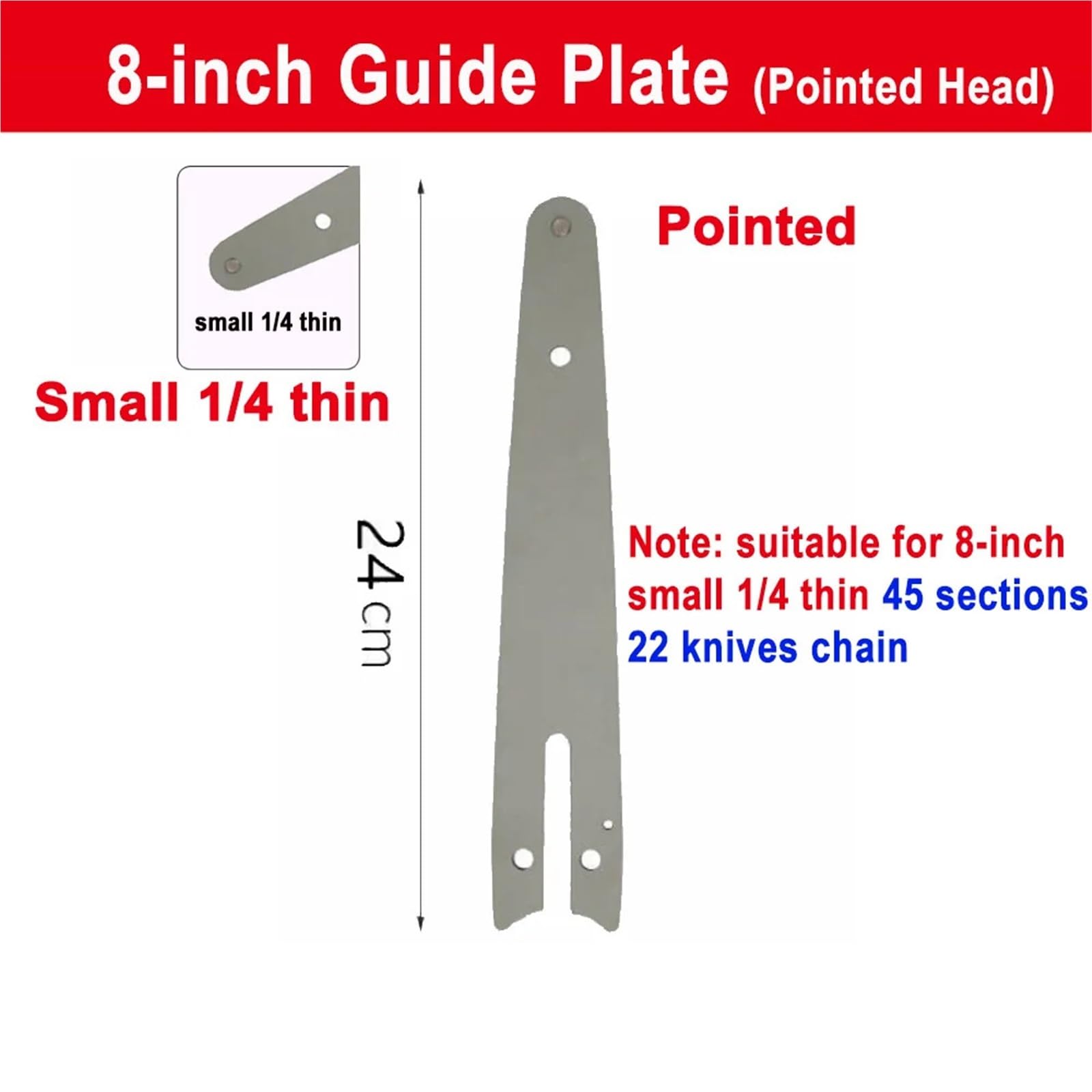 Genérico Sierra eléctrica LP de 8 Pulgadas, 1/4 ", 45 Nudos, 22 Cuchillos, Cadenas de Motosierra, Hoja de Sierra de Registro, Cadena de poda, Accesorios de Cadena for Corte de Madera(8-Inch Set7)