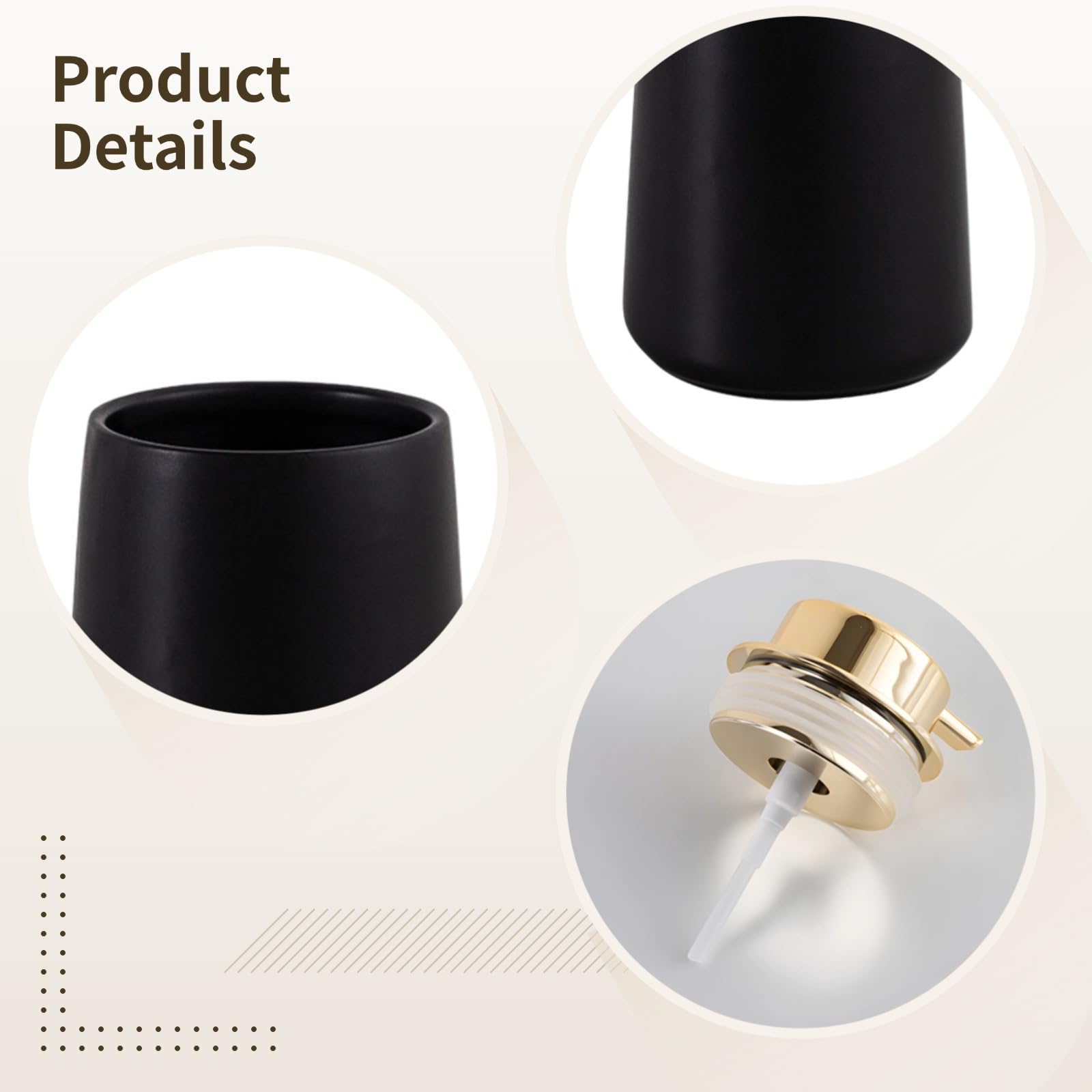 Keramik-Seifenspender mit goldfarbener Pumpe, 360 ml, 2 Stück, modernes Badezimmer-Design